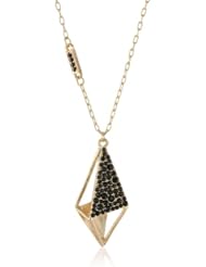 Kensie "Shooting Star" Gold-Plated Geo Jet Stone Pendant Necklace