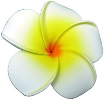 Plumeria Foam Flower Small Hair Clip White &amp; Yellow