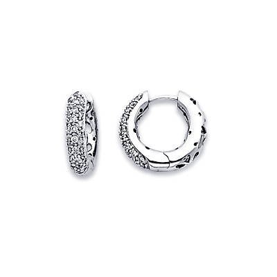 31ZF rZvqNL New 14k White Golden Diamond Huggie hoop. 47 ct