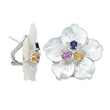 1.80 Ct. T.W. Multicolored Sapphire And Mother-Of-Pearl Earrings
