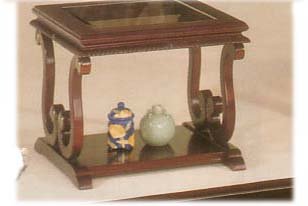ELEGANT CHERRY FINISH END GLASS INSERT