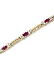 14K Yellow Gold Oval Ruby and Diamond Bracelet