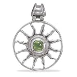 Round Peridot Cabochon Sun Design Slide