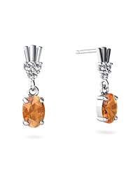 Genuine Fire Opal 14kt White Gold Dangle Drop Earrings