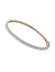Ladies Rose Gold Tone Silver CZ Bracelet