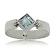 Genuine Blue Topaz Modern Ring in Solid Sterling Silver