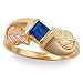 Jewelry : Stunning! 10kYellow-gold Black Hills Gold Square-cut Sapphire (September Birthstone) Women's Ring