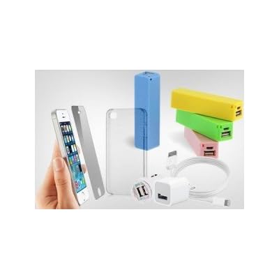 Maxxlite iPhone 5/5s Combo includes USB Power Adapter, 3-in-1 USB Data/Sync Cable, Transparent Soft Back Cover...