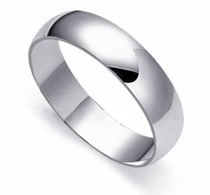 5 MM 14 KT White Gold Comfort Fit 14K Wedding Band Ring