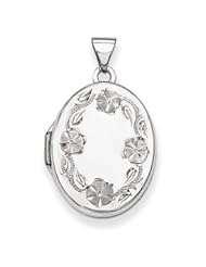 Genuine IceCarats Designer Jewelry Gift Sterling Silver Floral 21Mm Oval Locket