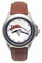 Denver Broncos Mens Rookie League Leather Strap Watch