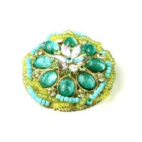 Blue Austrian Rhinestone Beads Flower Brooch Pin