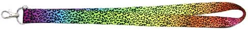 Cheetah Prints Rainbow Coloring Lanyard Keychain Mp3 Holder