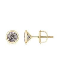1 ct Solitaire Diamond Stud Earrings in Yellow Gold