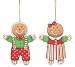 Set Of 2 Girl & Boy Gingerbread Man Christmas Ornaments Adorable Holiday Decor