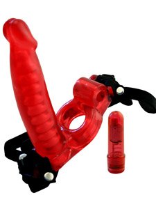 Double Penetrator Strap-On Cockring-Red