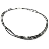 14K White Gold 18 55.00ct Black Diamond Three-Strand Necklace