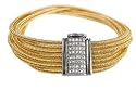 18K Yellow Gold Seven-Strand Hand-Woven Mesh Bracelet, Enhanced with a White Gold Pave Set Diamond Bar.
