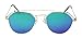 Tantino® Fashion Angled Flat Mirrored Lens Metal Sunglasses (Green, UV400)