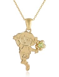 Nickelodeon "Dora" Girls Gold Over Sterling Silver August Birthstone Pendant Necklace
