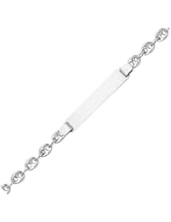 14K White Gold 4.9 mm (3/16 Inch) Puffed Link Child/Baby ID Bracelet 6"