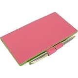 Coral Apple Green Solid Colors Baekgaard Leather Brights Checkbook Cover & Pen, Genuine Leather