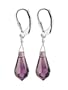 Made with Swarovski Elements� Teardrop Amethyst Crystals .925 Sterling Silver 1.5" Leverback Findings Dangle Earrings