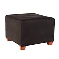 Button Tufted Square Ottoman - Faux Suede