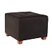 Button Tufted Square Ottoman - Black Faux Suede