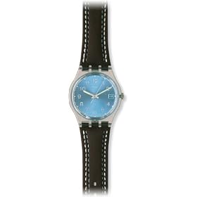 Swatch Unisex Blue Choco Dark Brown Leather Strap Watch