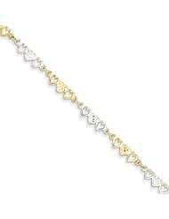 14k Yellow Gold & Rhodium Heart Bracelet