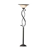 Kichler Lighting 76007 72-Inch Portable Torchiere Lamp, Old Iron with Umbered Alabaster Swirl Glass Shade