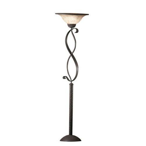 Kichler Lighting 76007 72-Inch Portable Torchiere Lamp, Old Iron with Umbered Alabaster Swirl Glass Shade