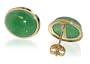 14 KT Yellow Gold Oval Green Jade 14k Stud Post Earrings