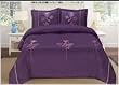 Luxurious Purple King Faux Silk Embroidery Duvet Comforter Cover Set