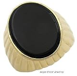 14K Gold Plated Simulated Onyx Mens Ring