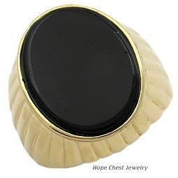14K Gold Plated Simulated Onyx Mens Ring