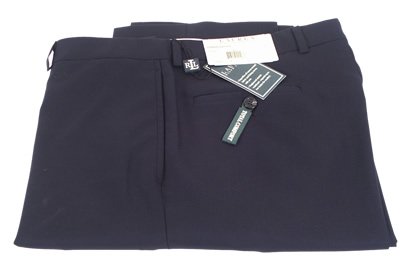 Buy Ralph Lauren Men’s Flat Front Solid Navy Blue Wool Dress Pants – Size 42 x32
