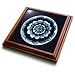 Rich blue fantasy mandala flower on midnight blue background - 8x8 Trivet With 6x6 Ceramic Tile