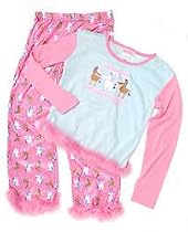 Just Jimmy Feathered Horses PJ Set BLUE/PINK Large