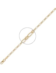 14K Solid Yellow Gold Ficonucci 1+1 Chain Bracelet 2.6mm (3/32 in.) - 7 in.