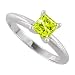 4-prong Engraved Solitaire 14K White Gold Ring with Greenish-Yellow Diamond