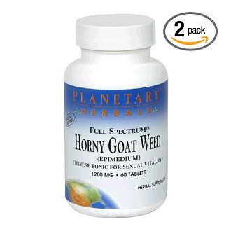 Planetary Herbals Full Spectrum Horny Goat Weed, 1200 mg, Tablets , 60 tablets (Pack of 2)