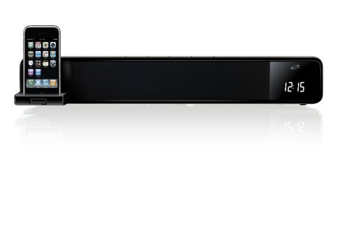 iLive ITP100B Two Channel Bar Speaker System with Docking and Recharging Station for iPhone and iPod (Black)