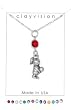 Clayvision Volleyball Girl Charm Necklace with Birthstone/Team Color Swarovski Crystal