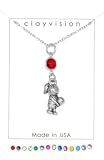 Clayvision Volleyball Girl Charm Necklace with Birthstone/Team Color Swarovski Crystal