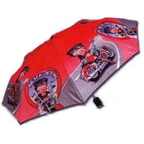 Biker Betty Boop Collectible compact purse size Mini Folding Rain Umbrella--Motorcycle theme
