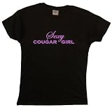 Flirty Diva Tees Woman's LooseFit T-Shirt-Sexy Cougar Girl-Black