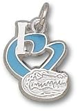 Florida Gators 1/2 I Heart Gator Head Enamel Charm - Sterling Silver Jewelry