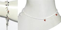Birthday Gifts for Her Silver Carnelian Bracelet and Anklet (anklts505)